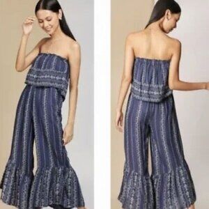 Super Soft Flowy Wide Legged Cropped Japna JumpSuit With smocked bust